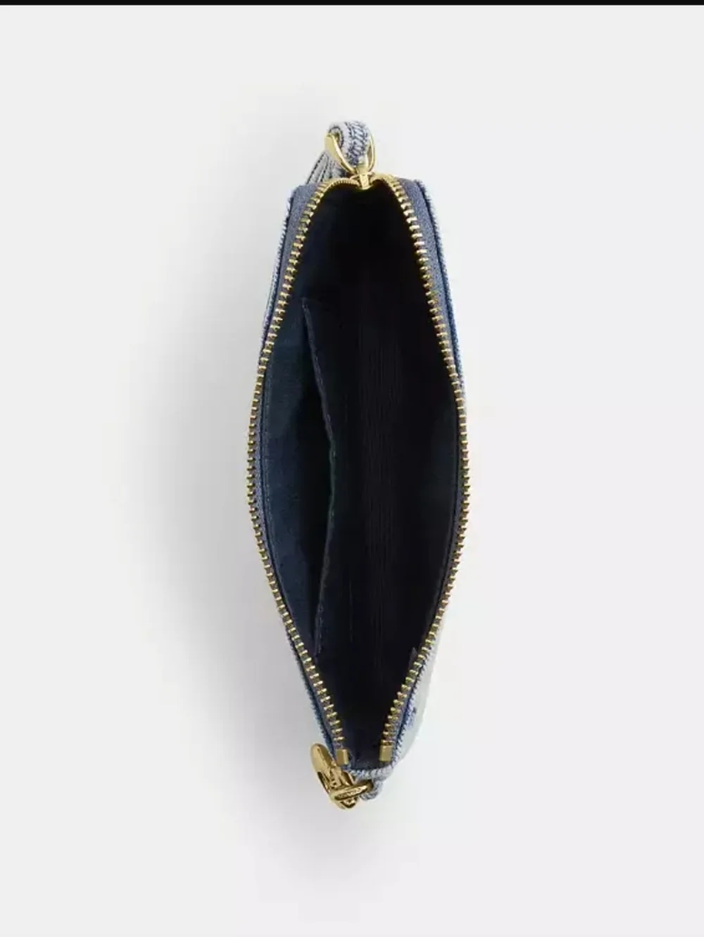 Coach Corner Zip Wristlet in Loved Denim with Charms